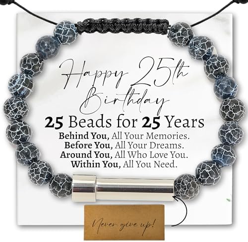 25th Birthday Hidden Message Stone Bracelet