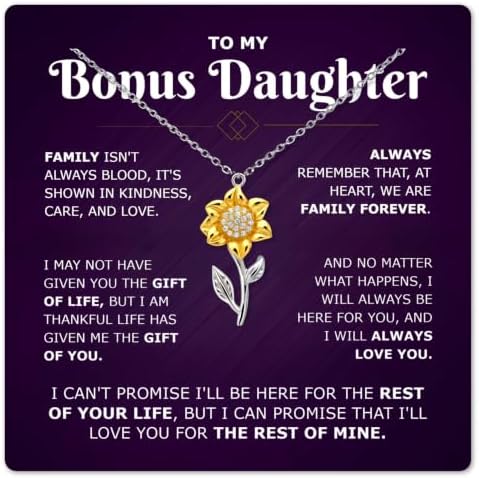 Bonus Daughter Gift Sunflower Necklace