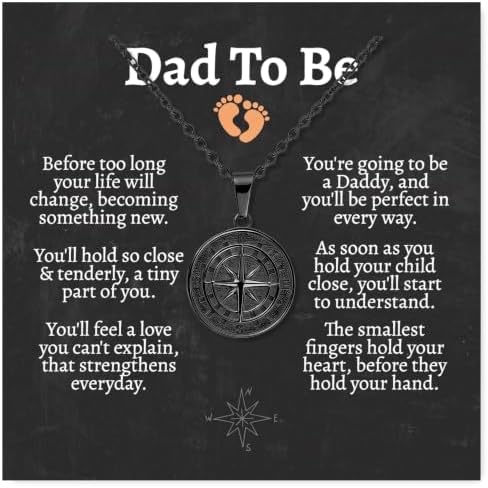 Dad to Be Gift Compass Necklace for Men