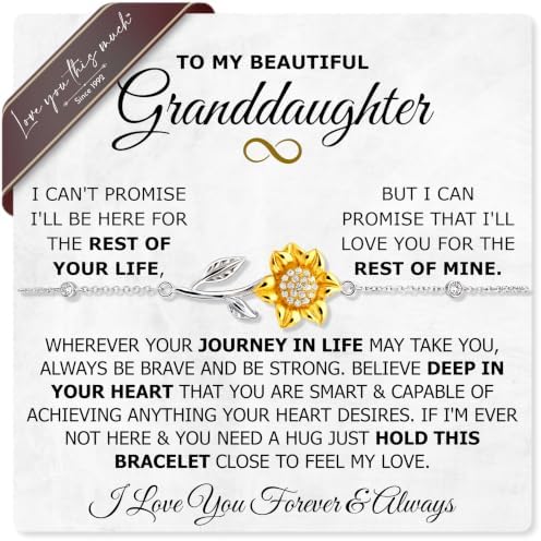 Granddaughter Gift Sunflower Bracelet from Grandma Grandpa