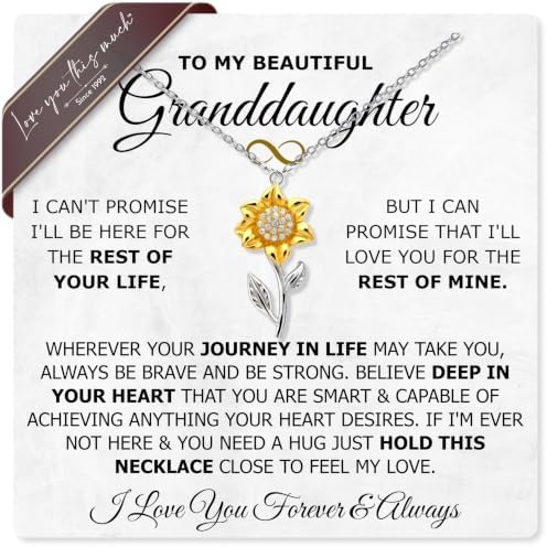 Granddaughter Gift Sunflower Necklace from Grandma Grandpa
