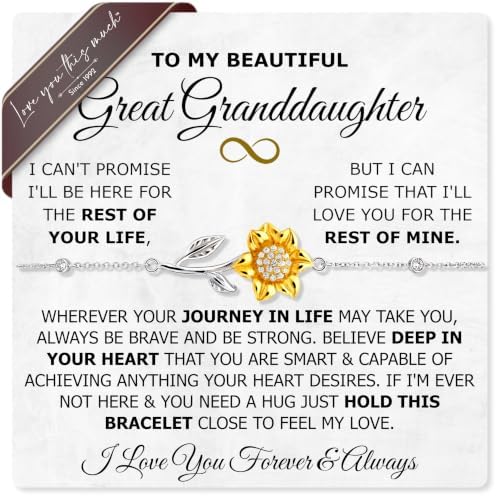 Great Granddaughter Gift Sunflower Bracelet