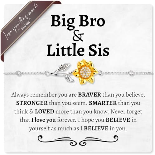 Little Sister Gift from Big Brother Sunflower Bracelet