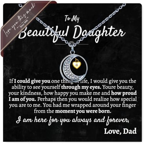 Meaningful Father to Daughter .925 Sterling Silver Moon &