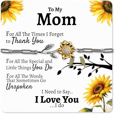 Sentimental Mom Thank You 18k Gold Sunflower Bracelet
