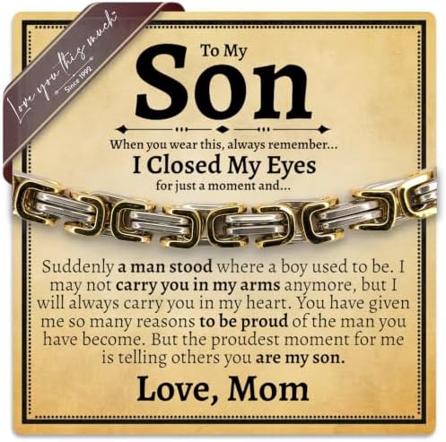 Sentimental Mother to Son 5mm Stainless Steel Bracelet