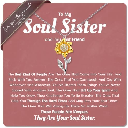 Soul Sister Gift Sunflower Necklace for Women