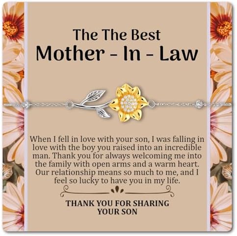 Thoughtful Mother In Law 18k Gold Sunflower Bracelet