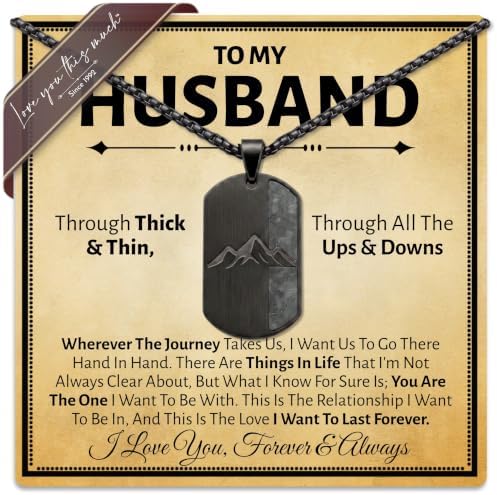Through Thick and Thin Dog Tag Necklace for Husband