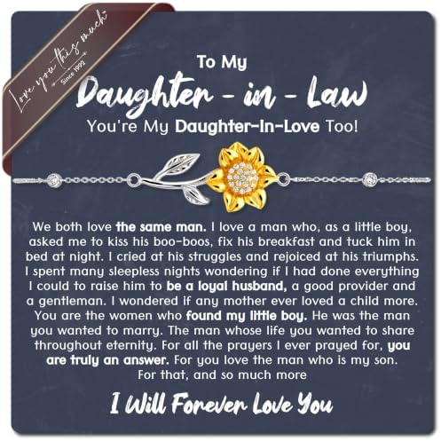To My Daughter In Law 18k Gold Plated Sunflower Bracelet