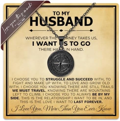 To My Husband Classic Compass Necklace