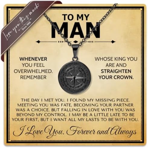 To My Man 316L Steel Compass Necklace