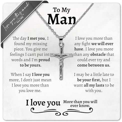 To My Man Classic Cross or Compass Necklace for Men