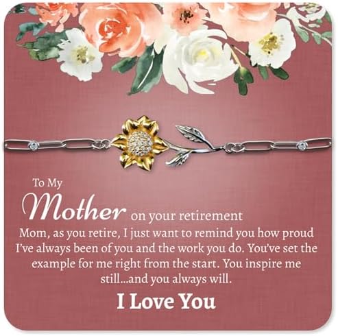 To My Mom 18k Gold Retirement Sunflower Bracelet