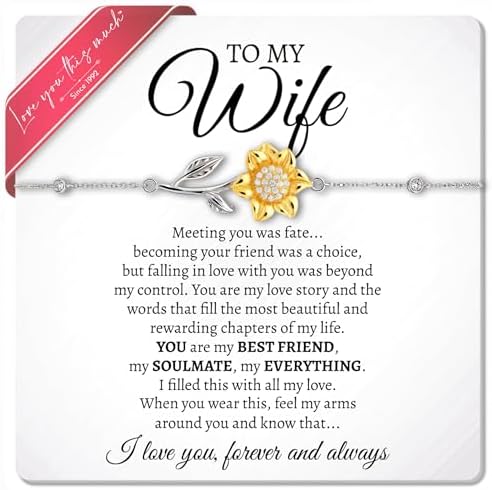 To My Wife 18k Gold Sunflower Bracelet